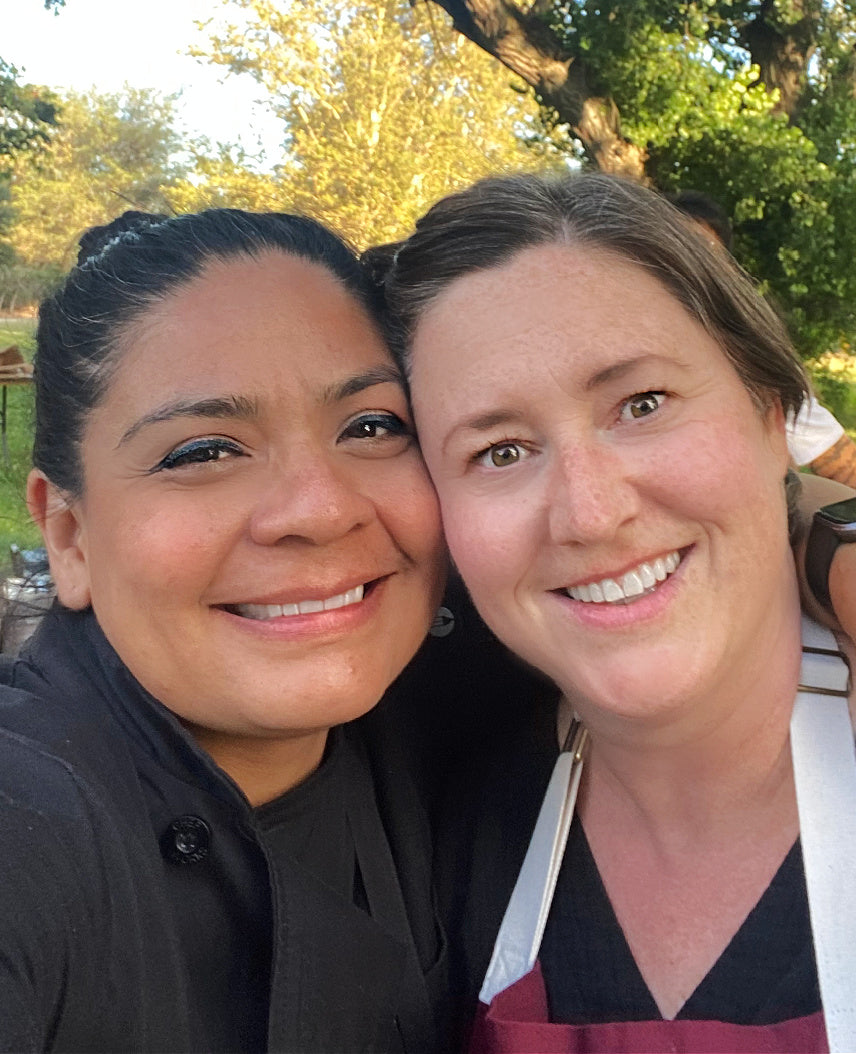 Shef Madres Catering Chef Owners Jennifer Millsap and Tara Martinez at vineyard wine tasting